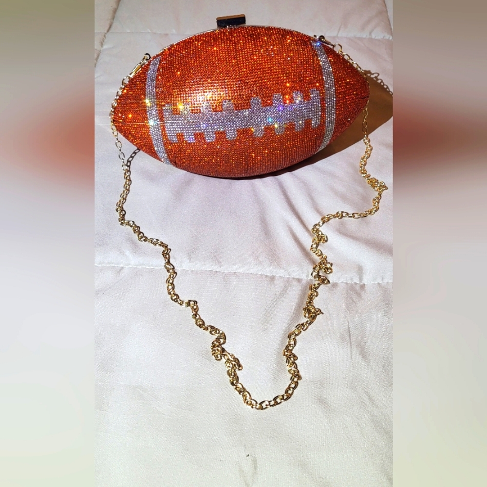 Orange rhinestone Football purse